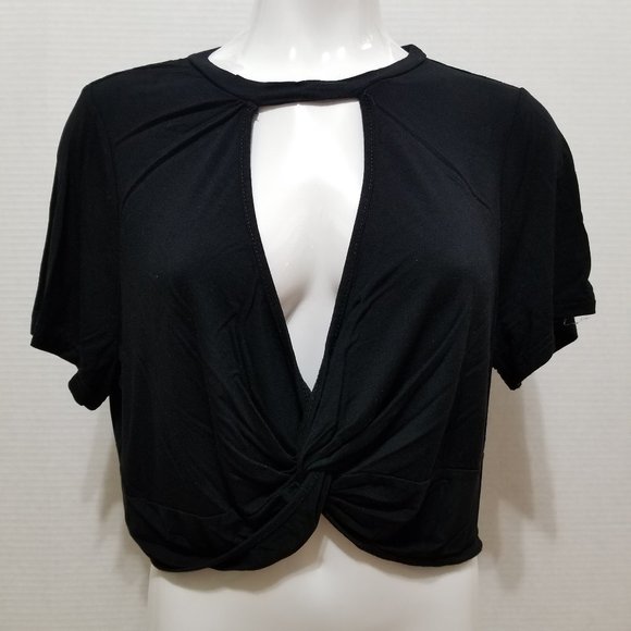 SHEIN Curve top 3XL twist front cropped open cutout keyhole front stretch - Picture 1 of 9